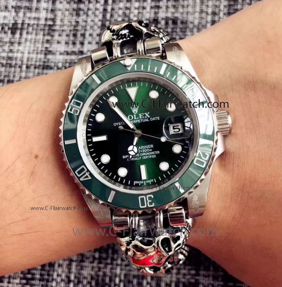 Copy Rolex Submariner Green Ceramic Mens Watch Cool Punk Style